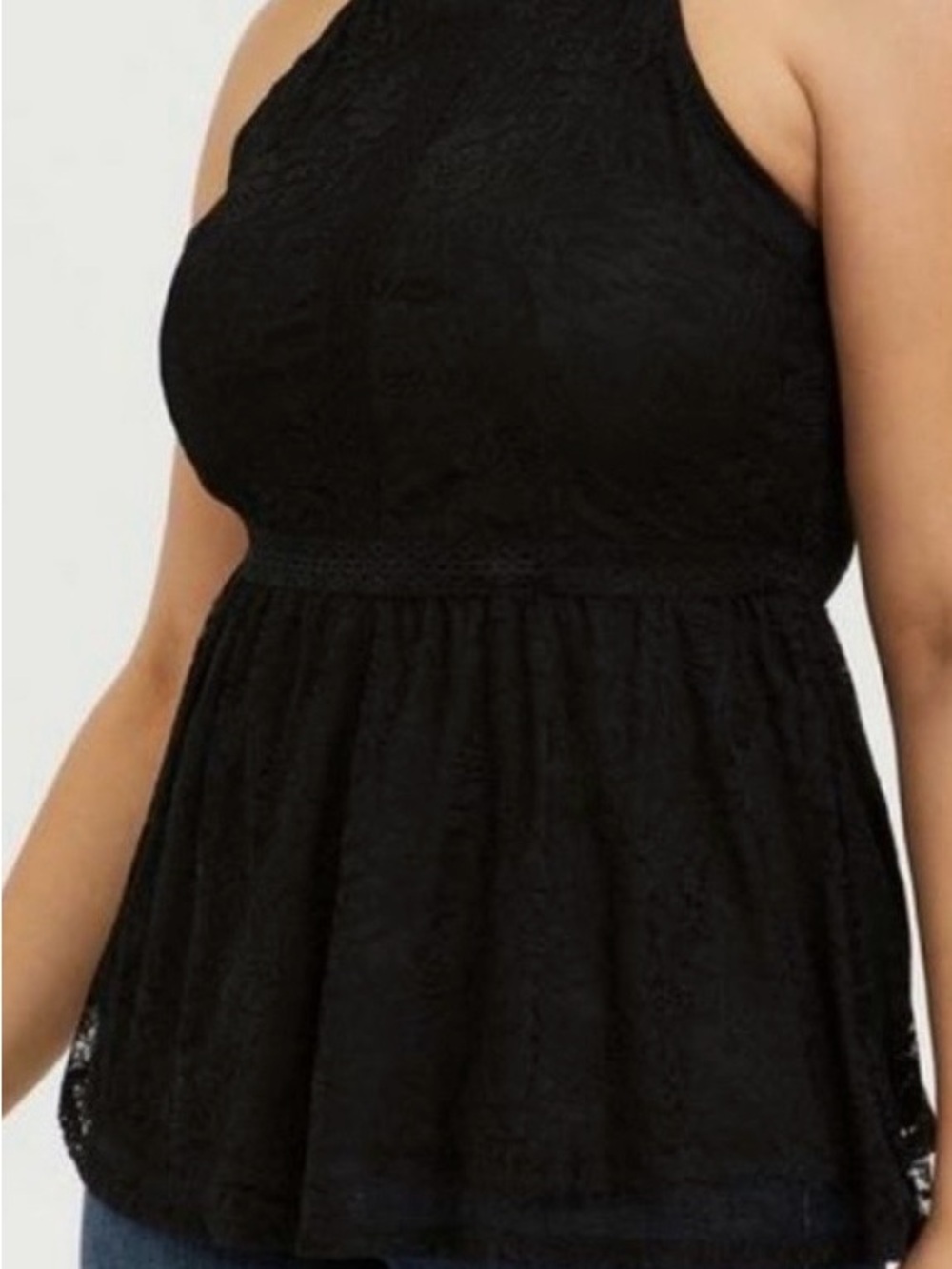 torrid Black Lace Halter Peplum Top